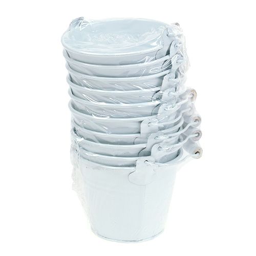 Metalleimer Weiß Ø10cm H8cm 10St | Floristik24.at