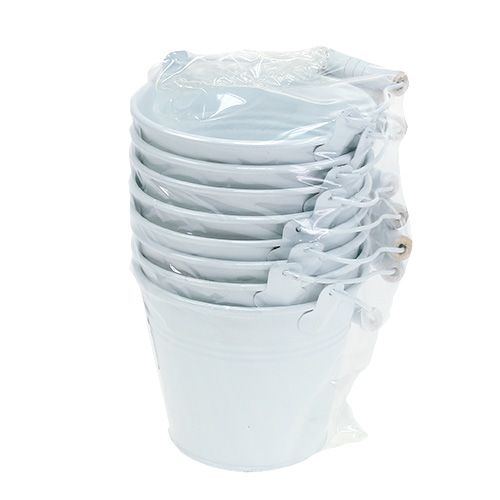 Floristik24 Metalleimer Weiß Ø12cm H10cm 8 St
