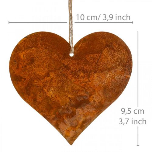 Floristik24 Herzen zum Hängen Herbst Metalldeko Edelrost 9,5×10cm 12St