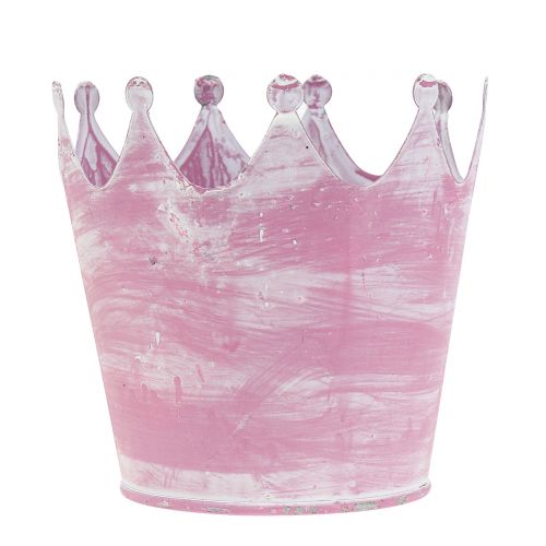 Floristik24 Metallkrone Rosa weißgewaschen Ø10cm H9cm 6St