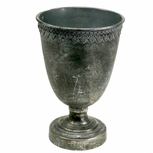 Floristik24 Metallpokal Silber Antik H26cm Ø17cm