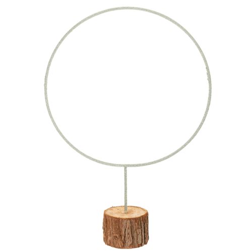 Dekoring aus Metall auf Holzsockel Ø 36 cm, H 52 cm, grau