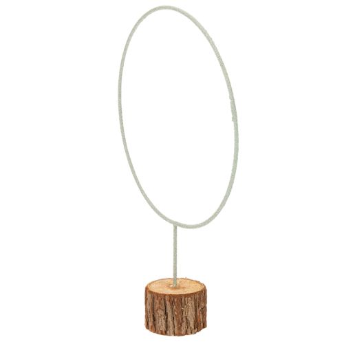 Dekoring aus Metall auf Holzsockel Ø 36 cm, H 52 cm, grau | Floristik24.at