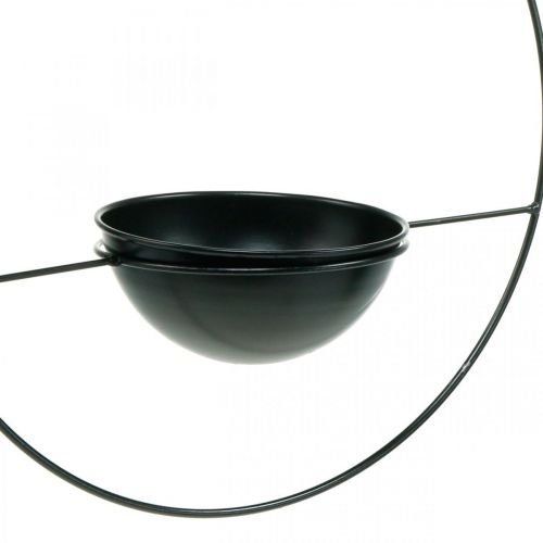 Artikel Pflanztopf zum Hängen Schwarz Metall Ring Ø38cm mit Schale Ø15cm