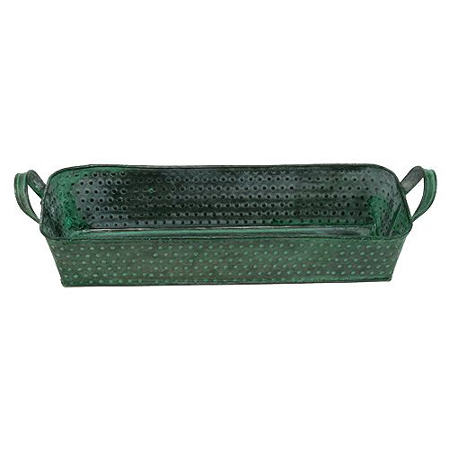 Floristik24 Metallschale eckig Grün 30cm x 11cm H6cm