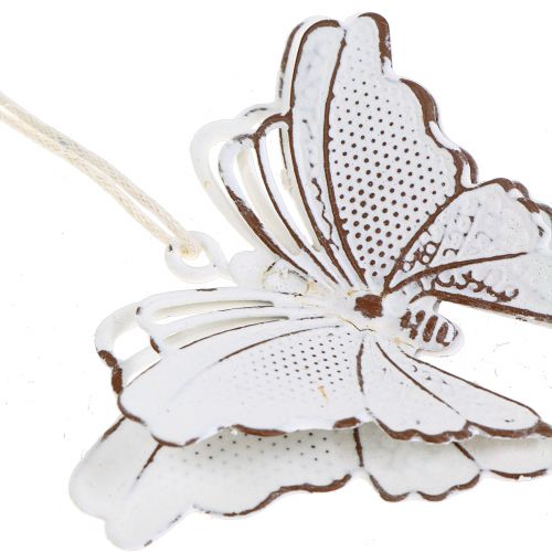 Floristik24 Metallschmetterling zum Hängen Weiß 7cm 6St