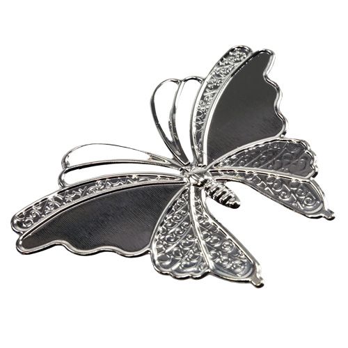 Floristik24 Metallschmetterlinge Silber 6,5cm 25St