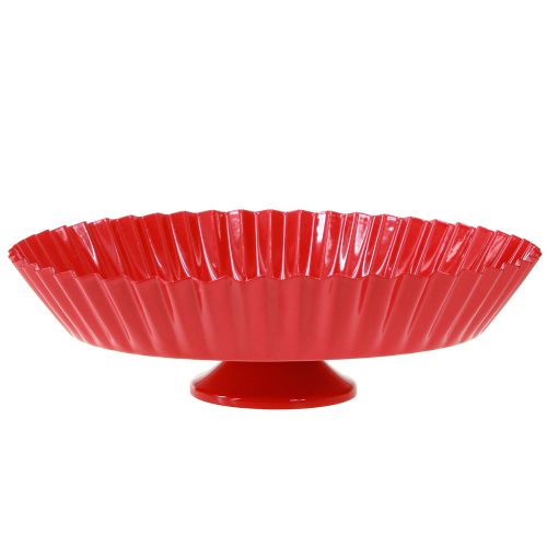 Metallteller Retro Dekoteller mit Fuß Rot Metall Ø24cm 2St