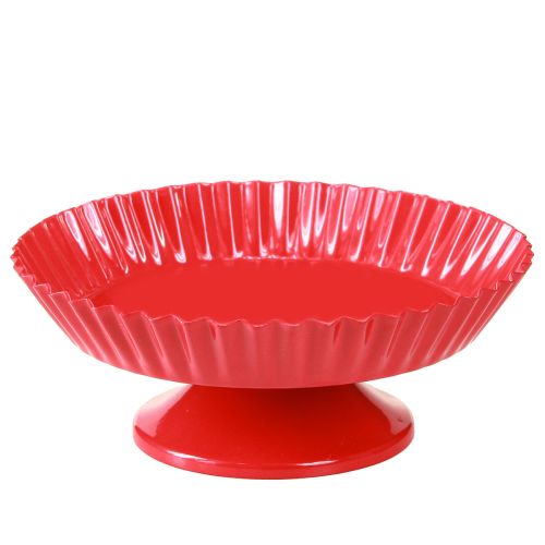 Floristik24 Metallteller Rot Kleiner Dekoteller mit Fuß Metall Ø14cm 2 St