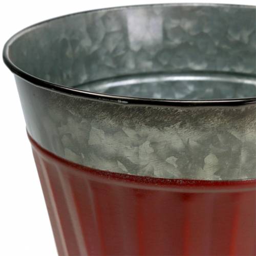 Floristik24 Pflanztopf Rot, Silber Zink Ø17,5cm H15cm 3er-Set