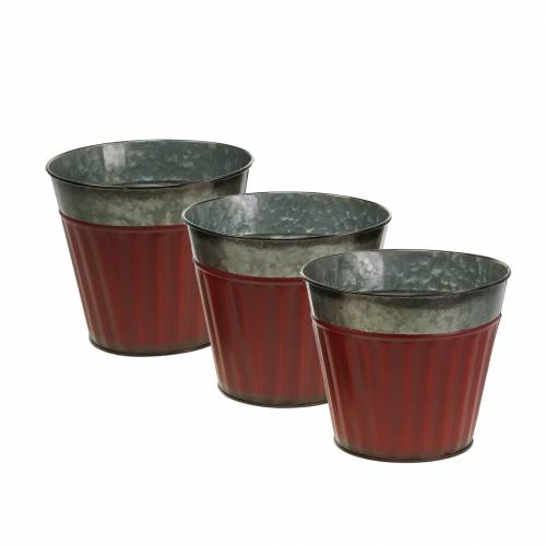 Artikel Pflanztopf Rot-Silber Ø13cm H11cm 4er-Set