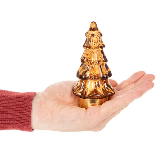 Glas Weihnachtsbaum LED 13 cm Braun-Gold Batteriebetrieben 2er Set Innenbereich | Floristik24.at