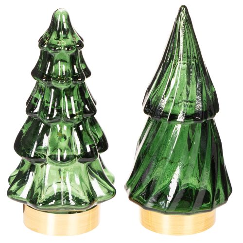 Glas-Tannenbaum mit LED-Beleuchtung 13 cm grün 2er-Set bestellen | Floristik24.at