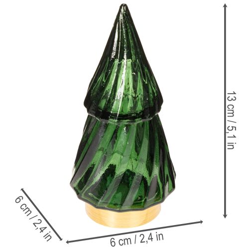 Glas-Tannenbaum mit LED-Beleuchtung 13 cm grün 2er-Set | Floristik24.at