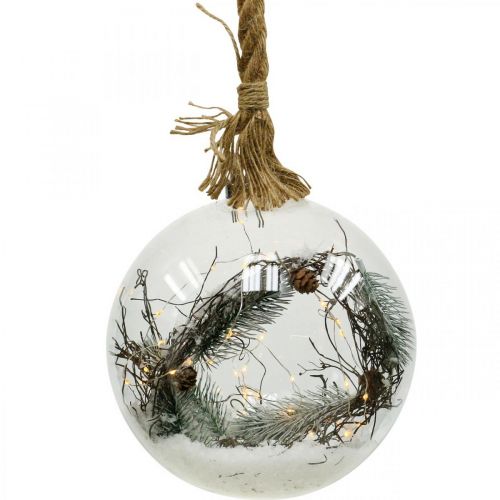 Floristik24 LED Kugel Schnee Tanne Innen Ø20cm 40L Warmweiß Timer