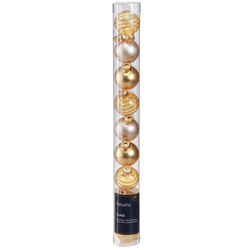 Artikel Mini Christbaumkugeln Glas Klar Gold Pearl Ø3cm 9 St