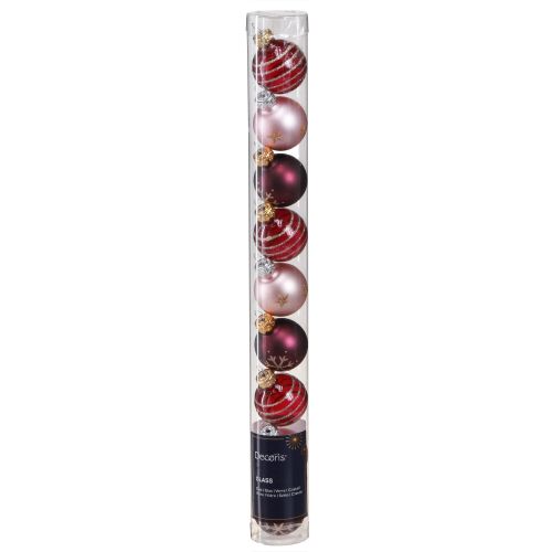 Floristik24 Mini Christbaumkugeln Glas Rosa Berry Gold Ø3cm 9 St
