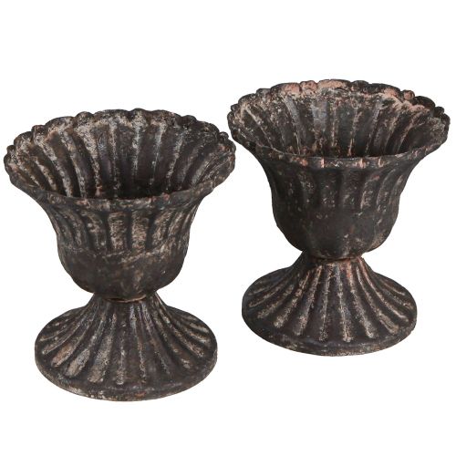 Artikel Mini Deko Pokal Vintage Metall Schwarz Rost Ø8cm H8,5cm 2St