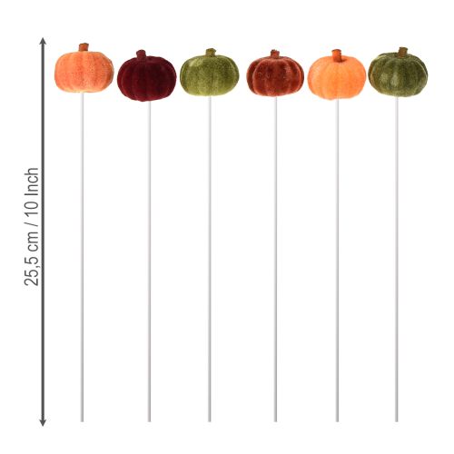 Artikel Mini Kürbis Deko am Stiel Herbstdeko 6 Farben Ø4cm 18 St