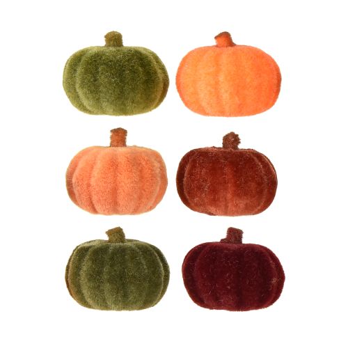 Mini Kürbis Deko beflockt Streudeko 6 Farben Ø4cm 24 St