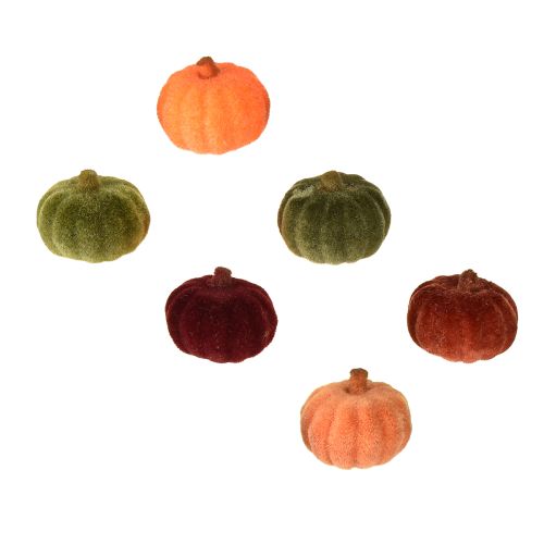 Artikel Mini Kürbis Deko beflockt Streudeko 6 Farben Ø4cm 24 St