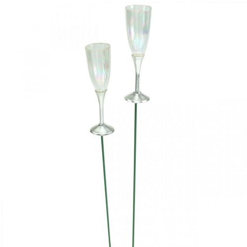 Floristik24 Mini Sektglas Silvesterdeko zum Stecken 7,5cm 24 St