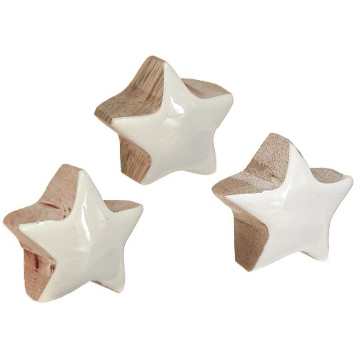 Floristik24 Mini Sterne Weiß Mangoholz Holzsterne Deko Ø3cm 9 St