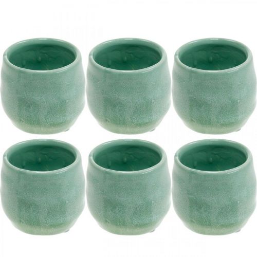 Floristik24 Mini-Übertopf, Keramikgefäß, Deko-Windlicht, Pflanztopf Wellenmuster Ø8cm 6St