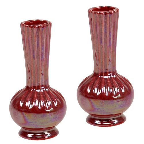 Floristik24 Mini Vase Ø5cm H10cm Perlmutt Rot 6St