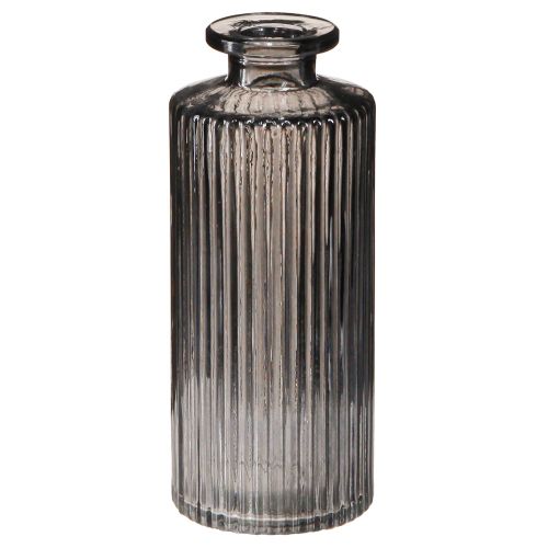 Floristik24 Mini Vasen Glasvasen Grau Rillen Dekor Ø5cm H13cm 6 St