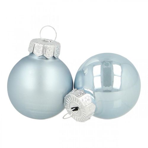 Floristik24 Mini Weihnachtskugel Glas Blau Glanz/Matt Ø2,5cm 22 St