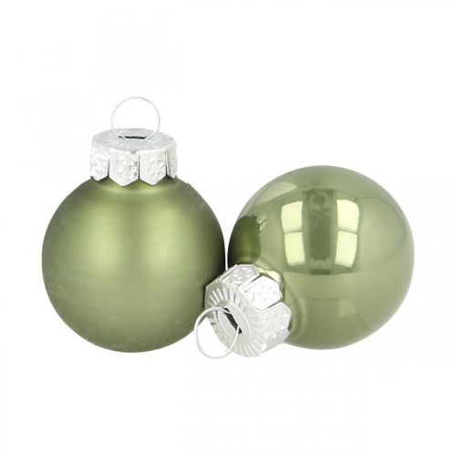 Floristik24 Mini Weihnachtskugeln Glas Grün Glanz/Matt Ø2,5cm 24 St