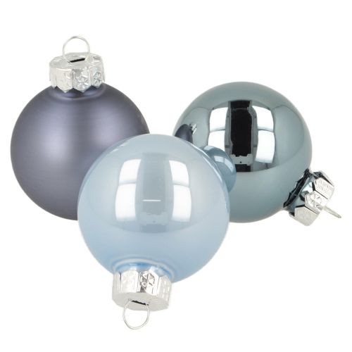 Mini Weihnachtskugeln Glas Blau matt Metallic Ø4cm 24 St