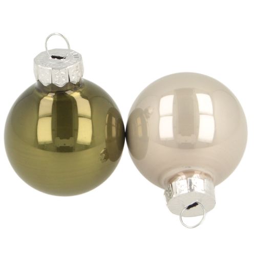 Mini Weihnachtskugeln Glas Grün Silbergrau Ø3cm 22St