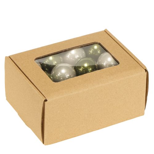 Artikel Mini Weihnachtskugeln Glas Grün Silbergrau Ø3cm 22St