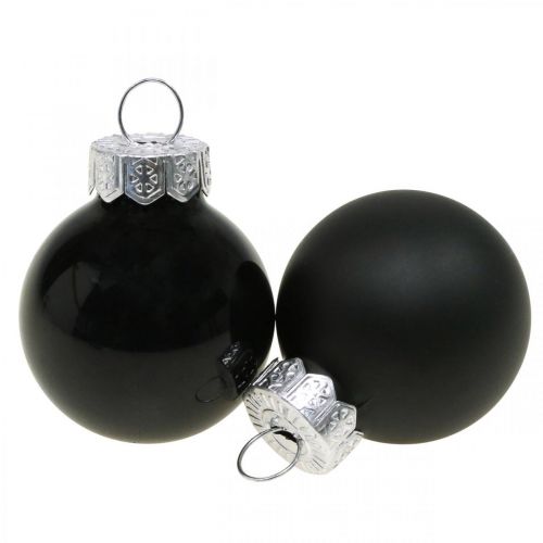 Floristik24 Mini Weihnachtskugeln Glas Schwarz Glanz/Matt Ø2,5cm 24St