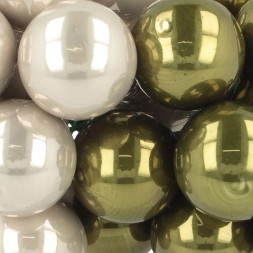 Artikel Mini Weihnachtskugeln am Draht Glas Grün Silber 2,5cm 140 St
