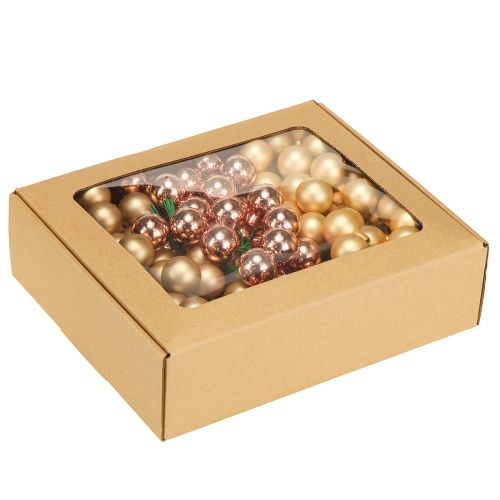 Artikel Mini Weihnachtskugeln am Draht Gold Rosé Glas Ø25mm 140 St