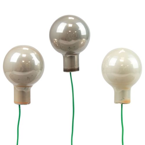 Artikel Mini Weihnachtskugeln Creme Grau Glas Spiegelbeeren Ø25mm 140 St
