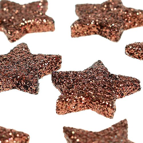 Floristik24 Mini Glitterstern zum Streuen Braun 2,5cm 48St