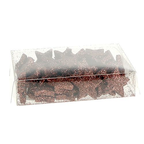 Floristik24 Mini Glitterstern zum Streuen Braun 2,5cm 48St