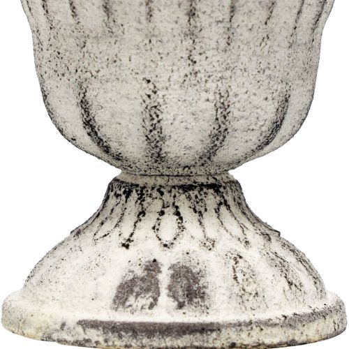 Floristik24 Mini Pokalvase Metall Kelch Weiß Grau Antik Ø8cm H8cm