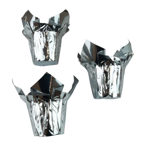 Floristik24 Mini Übertopf Silber Geschenkverpackung Ø4,5cm H7cm 8 St