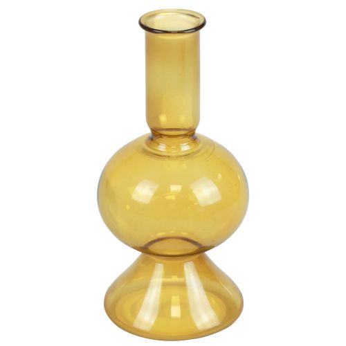 Floristik24 Mini Vase Gelb Glasvase Blumenvase Vase Glas Ø8cm H16,5cm