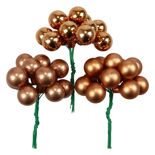 Floristik24 Mini Weihnachtskugel Rot, Braun Glas Spiegelbeeren Ø40mm 32St