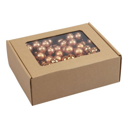 Artikel Mini Weihnachtskugel Rot, Braun Glas Spiegelbeeren Ø40mm 32St