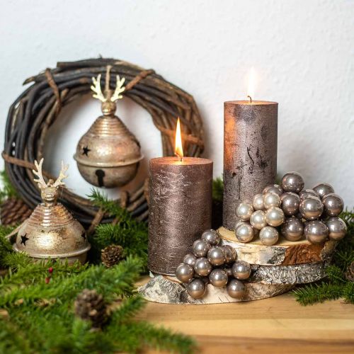 Artikel Mini Weihnachtskugel Creme, Grau Spiegelbeeren Glas Ø20mm 140St