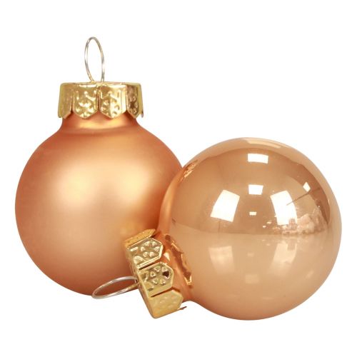 Floristik24 Mini Weihnachtskugeln Glas Apricot Glanz/Matt Ø2,5cm 20St