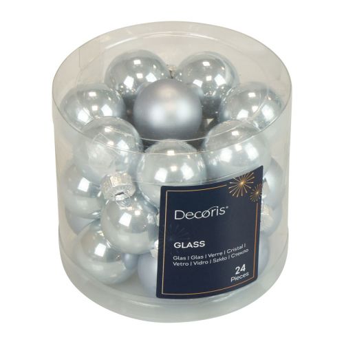 Floristik24 Mini Weihnachtskugeln Glas Blau Matt/Glänzend Ø2,5cm 20 St
