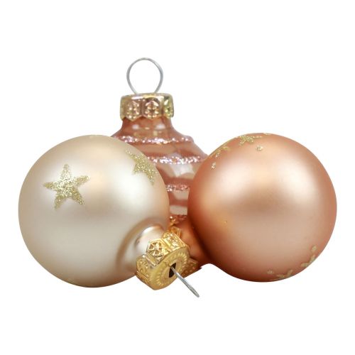 Floristik24 Mini Weihnachtskugeln Glas Creme Kupfer Glaskugeln Ø3cm 9St